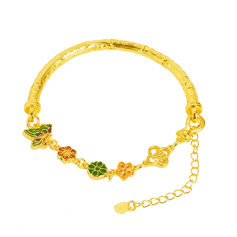 Nuevo estilo oro mariposa amor flor pulsera seguro feliz aleación de cobre todo-Partido chica pequeña pulsera Pequeño Libro Rojo mismo estilo dulce