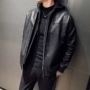 加厚秋冬季男士带帽皮夹克