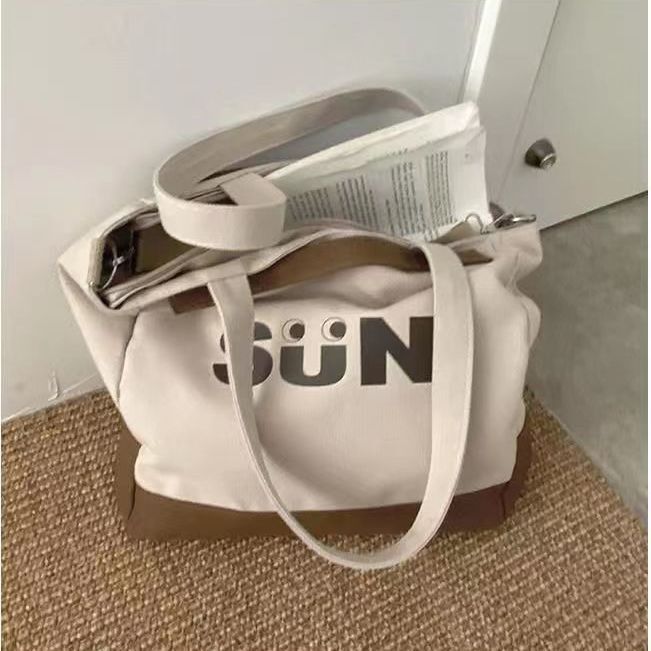 キャンバス大型バッグ クロスボディ 多用途 大学生 クラス ショルダーバッグ 通勤 大容量 トートバッグ シンプル ハンドバッグ|undefined
