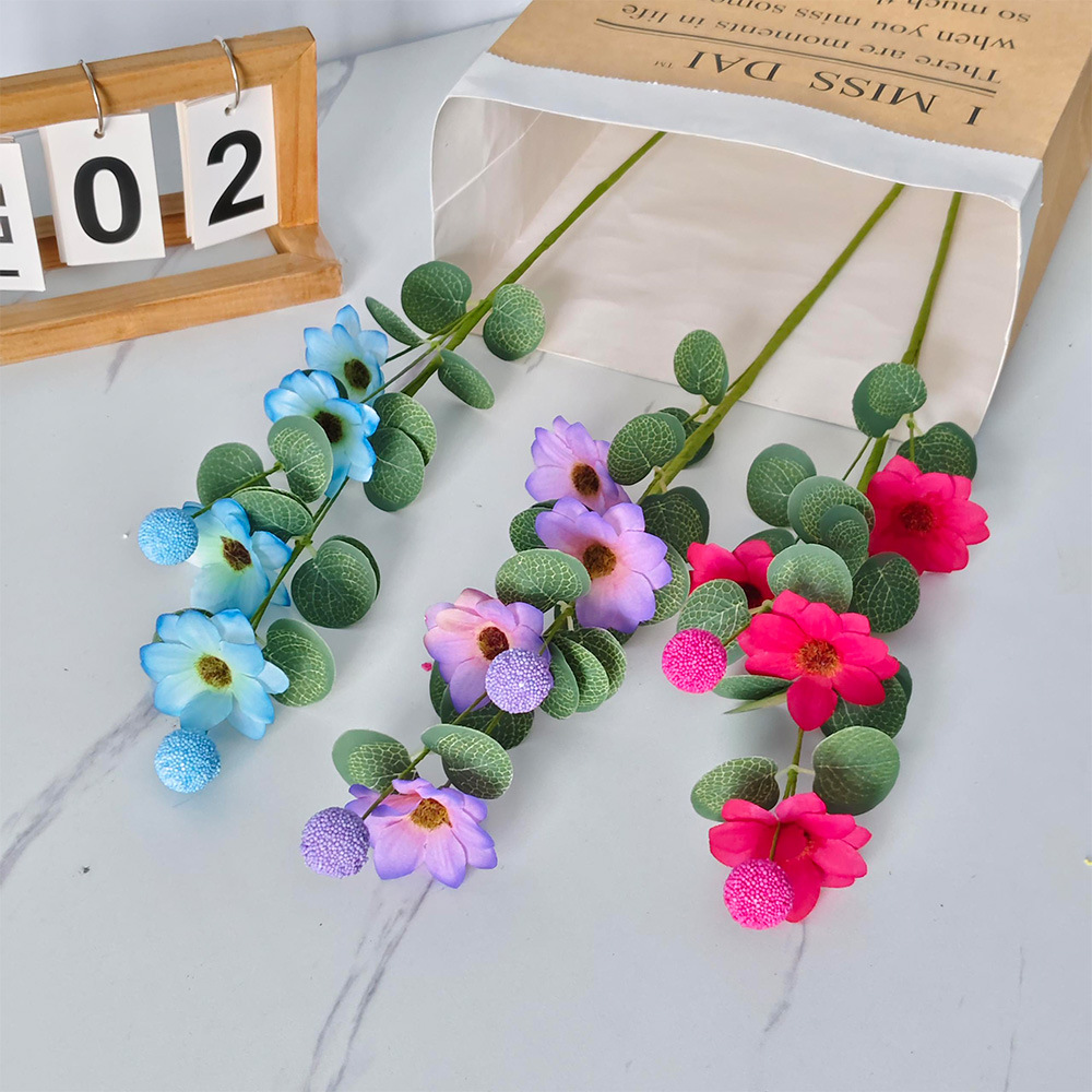 Simulación de pintura al óleo 4 cabeza de flores falsas margaritas de flores de boda floral decoración del hogar de boda
