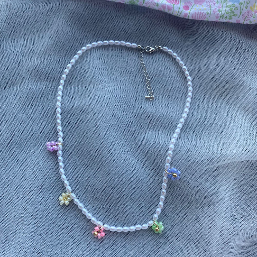 Flower Pattern Women'S Gender 1 Piece Simple Style Flower Pearl Beaded Women's Necklace