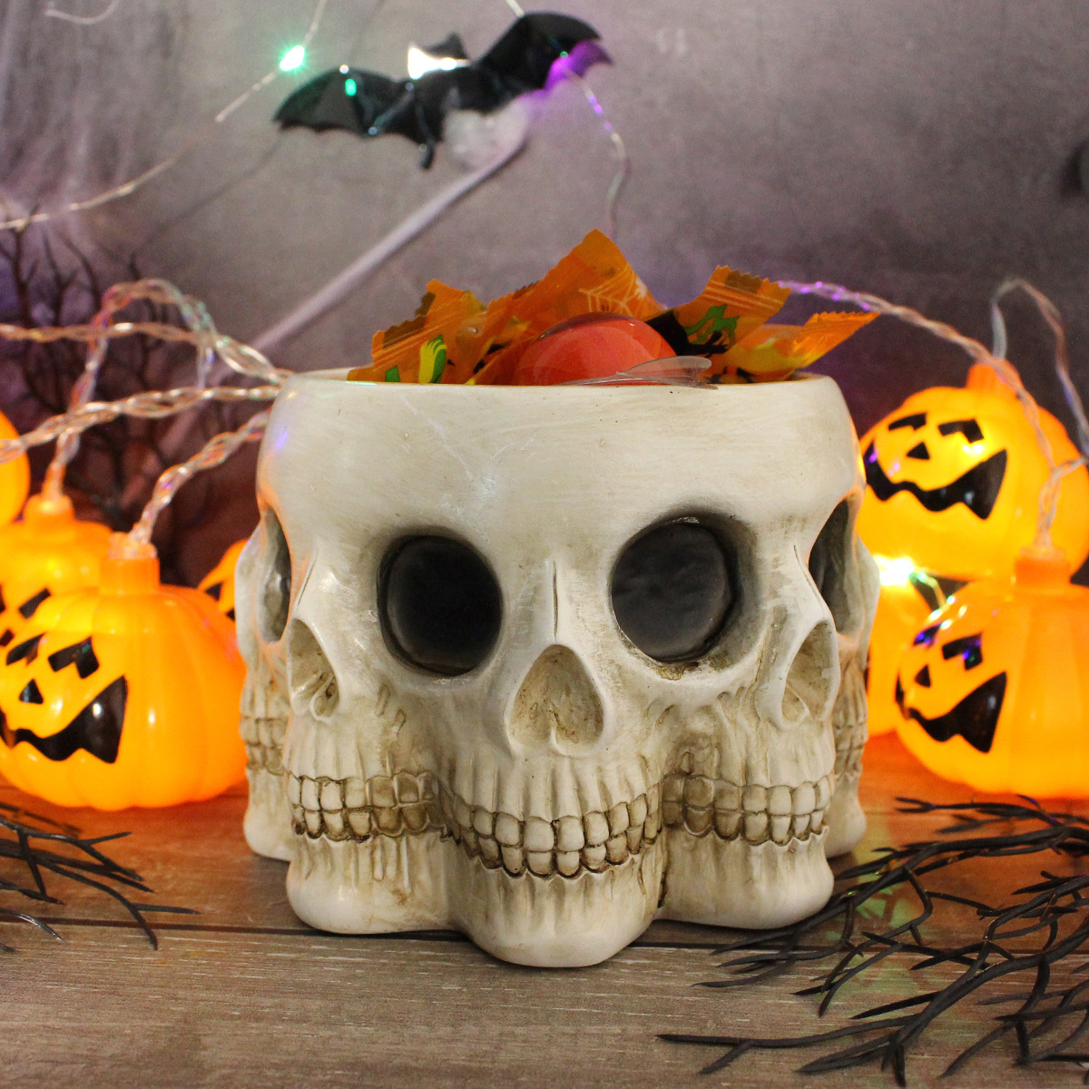 Multi-faceted Skull Resin Fleshy Flower Pot Green Plant Flower Pot Personalized Creative Ghost Head Flower Pot Halloween Candy Bowl