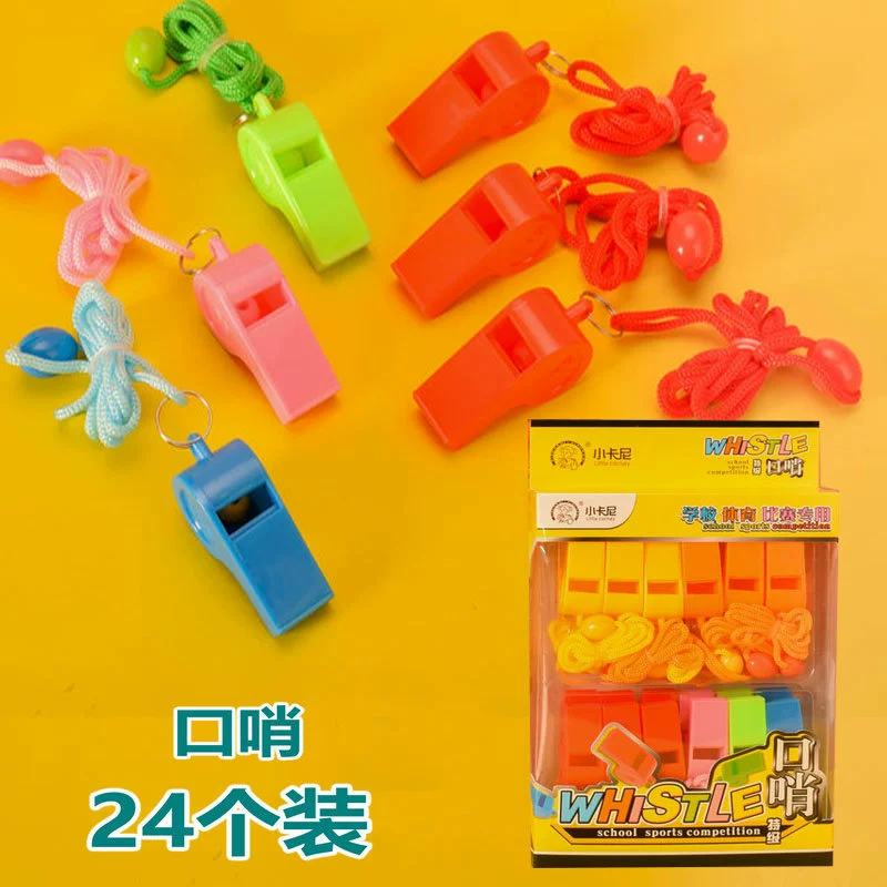小卡尼 Пр plastic свисток с верёвкой, 24 штуки
