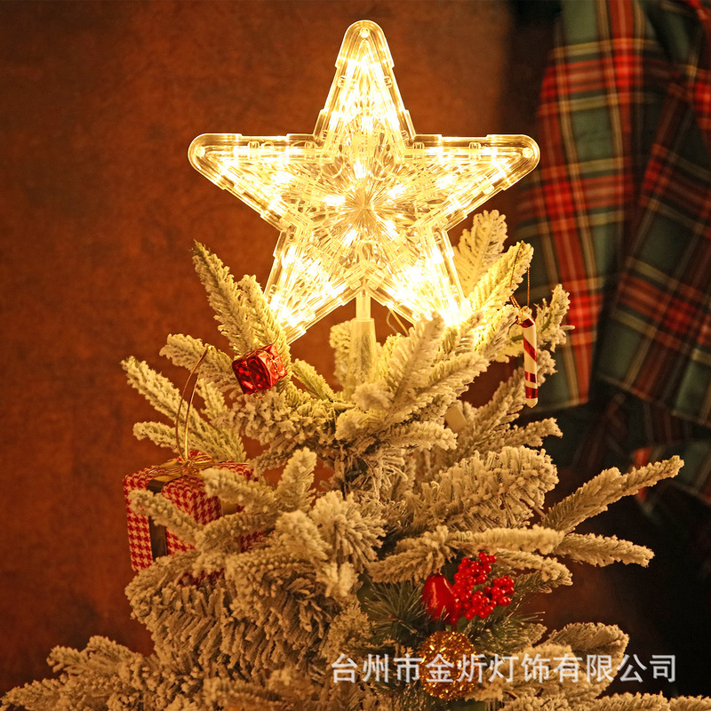 Cross-border Christmas LED Transparent Tree Top Star Light, Glowing Pentagram Decoration, Christmas Tree Top Light, Decorative Atmosphere Light Cross-border Christmas LED Transparent Tree Top Star Light, Glowing Pentagram Decoration, Christmas Tree Top Light, Decorative Atmosphere Light