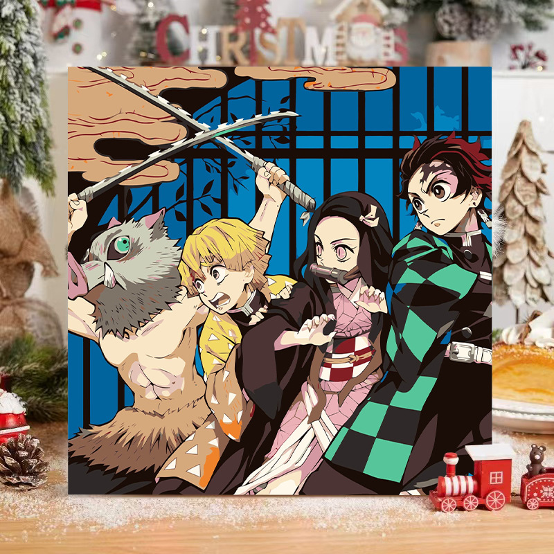 Demon Slayer Digital Oil Painting DIY Children's Craft Anime Peripheral Coloring Decorative Painting Ornament Painting