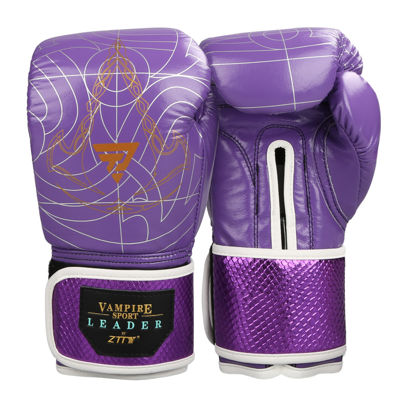 ZTTY guantes de boxeo de cuero brillante Correa Sanda lucha adulto masculino y femenino entrenamiento profesional guantes de boxeo tailandés fábrica al por mayor