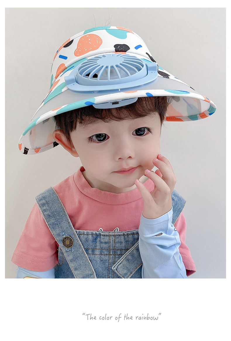 Children's Non-leakage Big Brim Sun-proof Boys And Girls Cute Cartoon Pattern Wide Brim Hat display picture 1