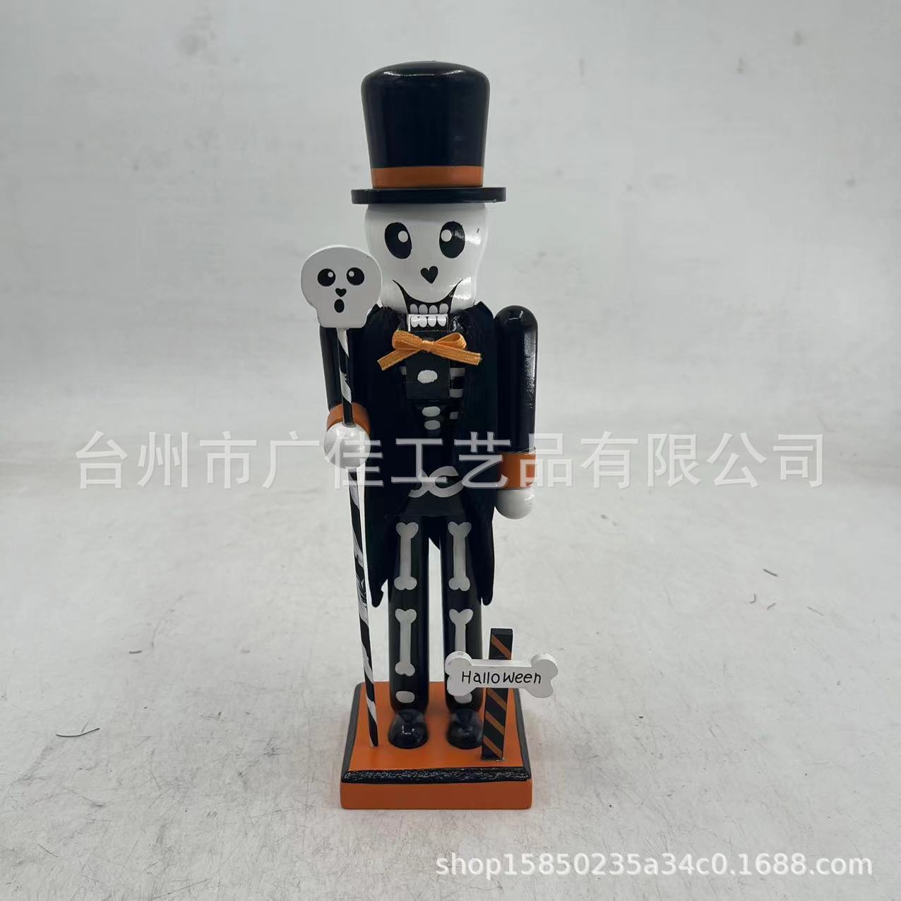 Venta caliente transfronteriza, cabeza de calabaza de Halloween, soldado de nogal, decoración, artesanías de madera, marioneta blanca