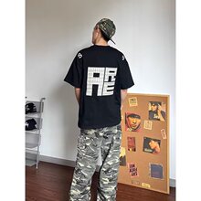 ins潮流文艺原宿美式潮牌刺绣字母重磅短袖T恤男新款慵懒无品牌