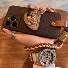 秋冬皮紋熊スタンドはアップル16携帯ケース女15promax/14ソフト13 iphone1211xを適用します。
