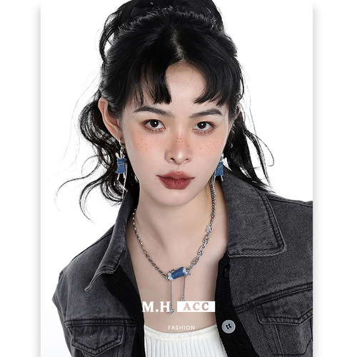Original denim fabric series wholesale high-end niche design earring pendants with temperament tassel earrings for women