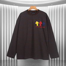 正确版CH克罗秋冬新款 激光烧花贴布绣长袖T恤男女同款一件代发