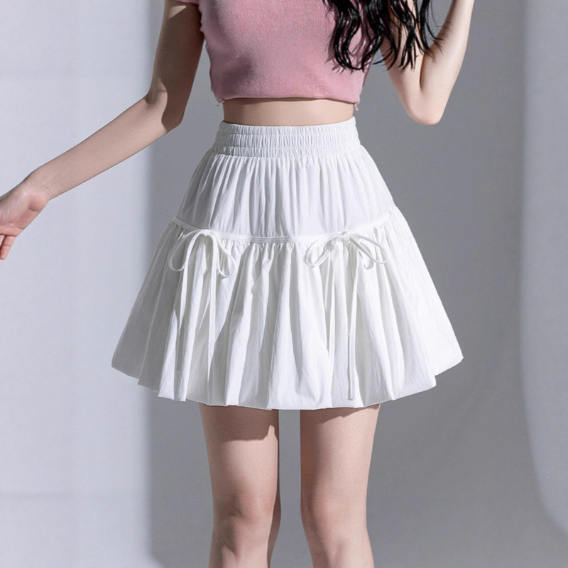 White Half-Skirt for Women, Summer 2026 New Style, Floral Skirt, Short Skirt, High-Waisted A-Line Skirt, Half-Skirt, Umbrella Skirt, Puffy Skirt
