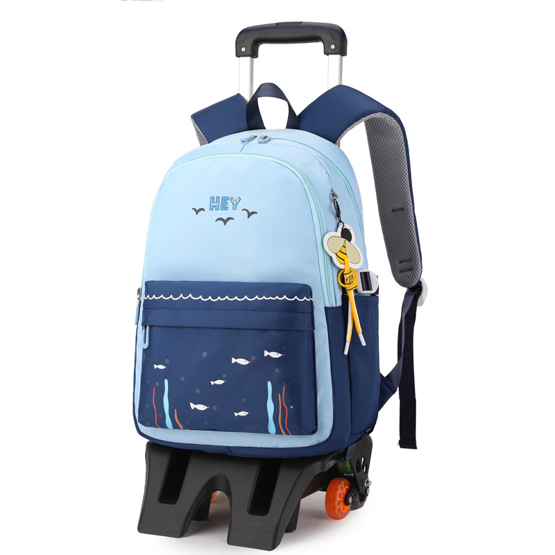 Natural Fish nuevo grado 2 a 6 escalera escalada carro mochila Junior High School niños gran capacidad desmontable entrega de una sola pieza