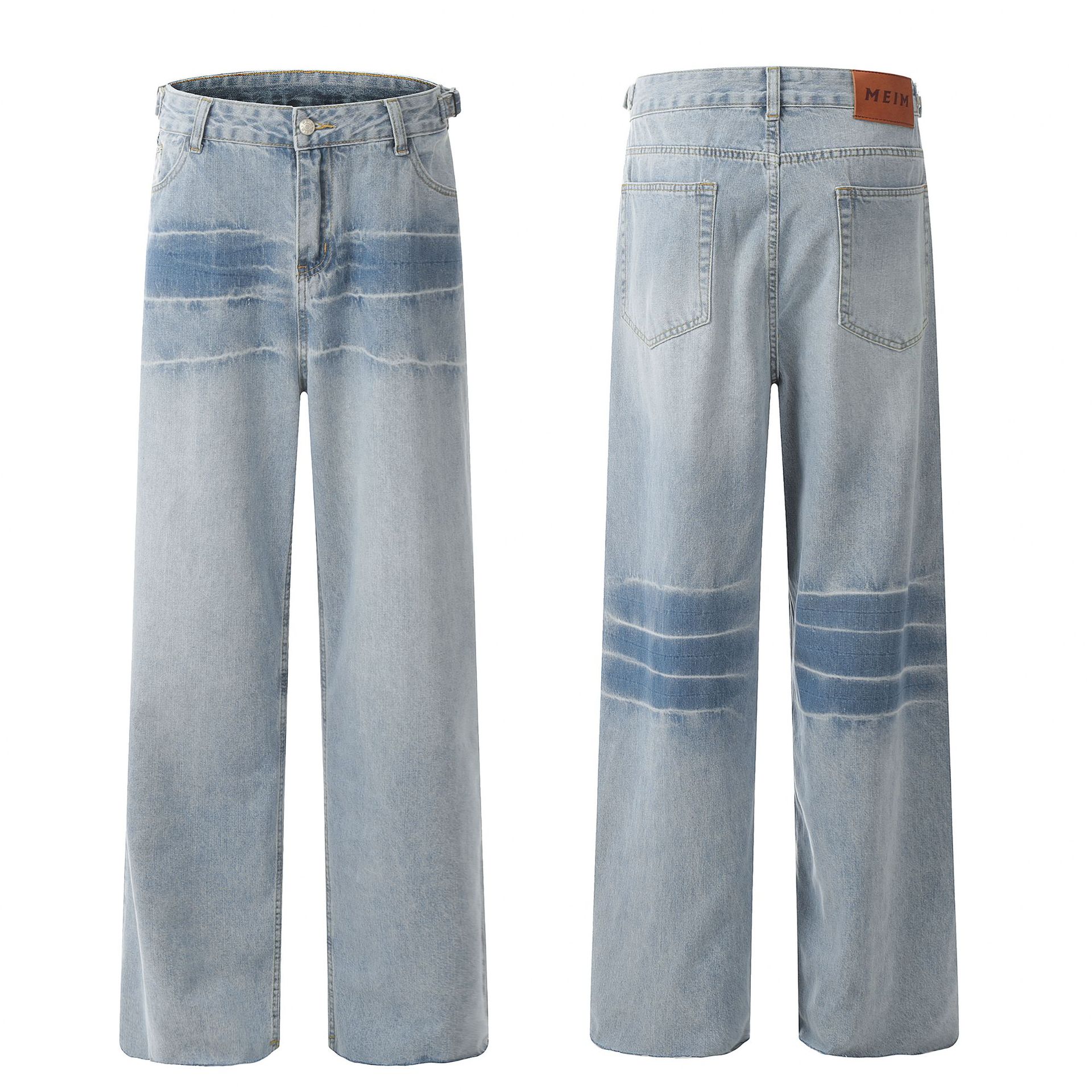 Vêtements pour hommes EONMODISH | Pantalon en denim délavé tendance American High Street, nouveau produit d'automne 2024_voghion.com
