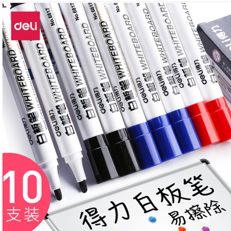 Whiteboard Markers, Erasable Whiteboard Pens, Teacher's Water-Based Black Drawing Pens, Writing Pens, Easy-To-Erase Large Tip Markers