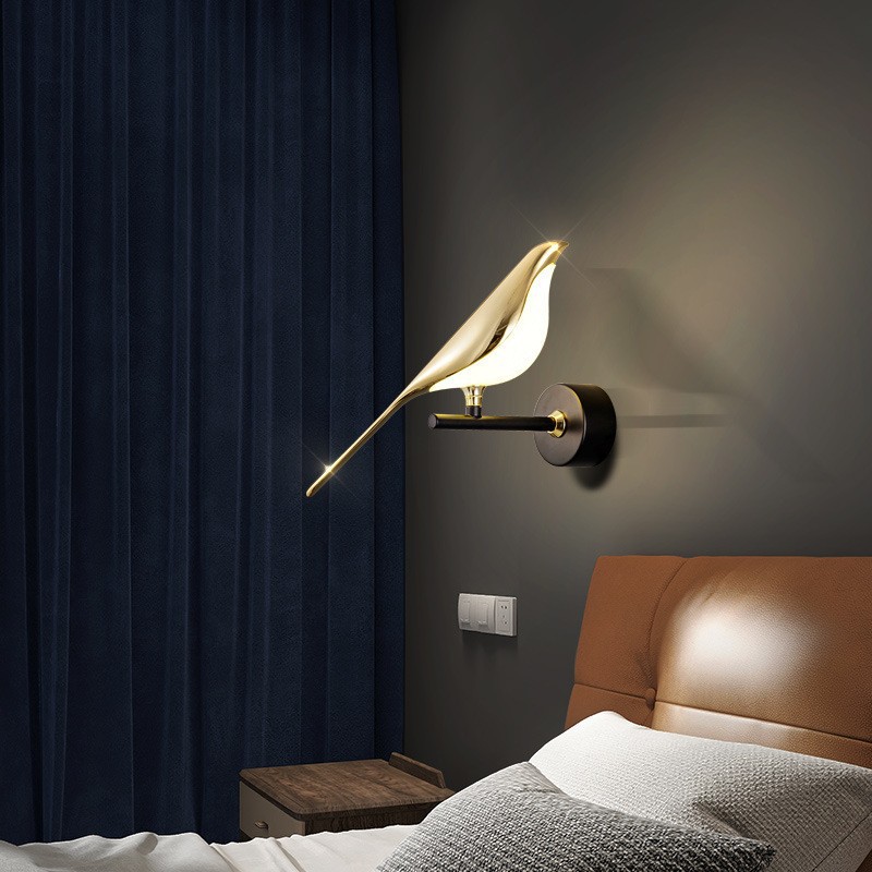 Lámpara de escritorio de gaza nórdica simple lujosa sofá de sala de estar diseñador de personalidad creativo dormitorio cabezal de cama pájaro lámpara de escritorio