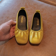 女童皮鞋2025春秋新款女孩浅口单鞋韩版蛋卷鞋时尚软底儿童奶奶鞋
