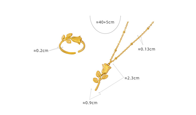 Korean fashion rose flower ring necklace titanium steel jewelry wholesale