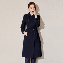 职业装羊毛呢大衣女秋冬中长款双排扣高端银行工装显瘦呢子外套