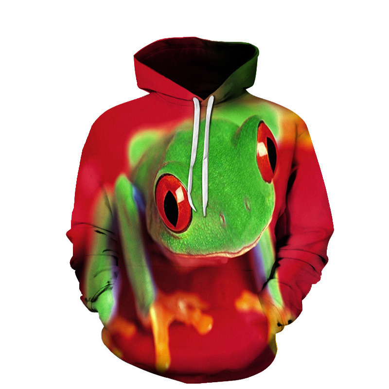 Foreign trade supply spring and autumn frog figure hoodie 3D digital printing sports fashion sweater baseball suit