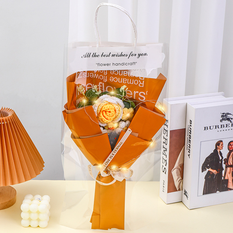 520 día de San Valentín confección de flores de lana tejida a mano buquet productos terminados para esposa novia regalo del día del maestro