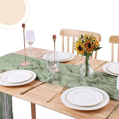 Amazon Cross-border Balinese gauze table flag pleated fabric festival party wedding decoration wrinkled table flag wholesale