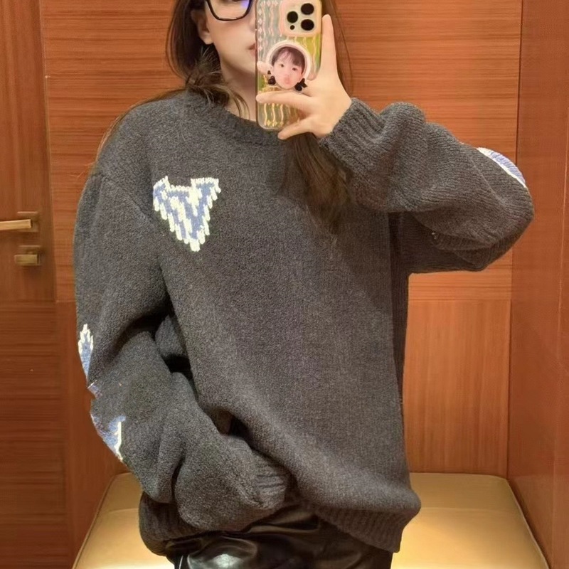 天井の毒家バージョンのロバの家のスキーシリーズは花の丸首の花卉の標識の男女のニットの底のセーターを埋めます。|undefined