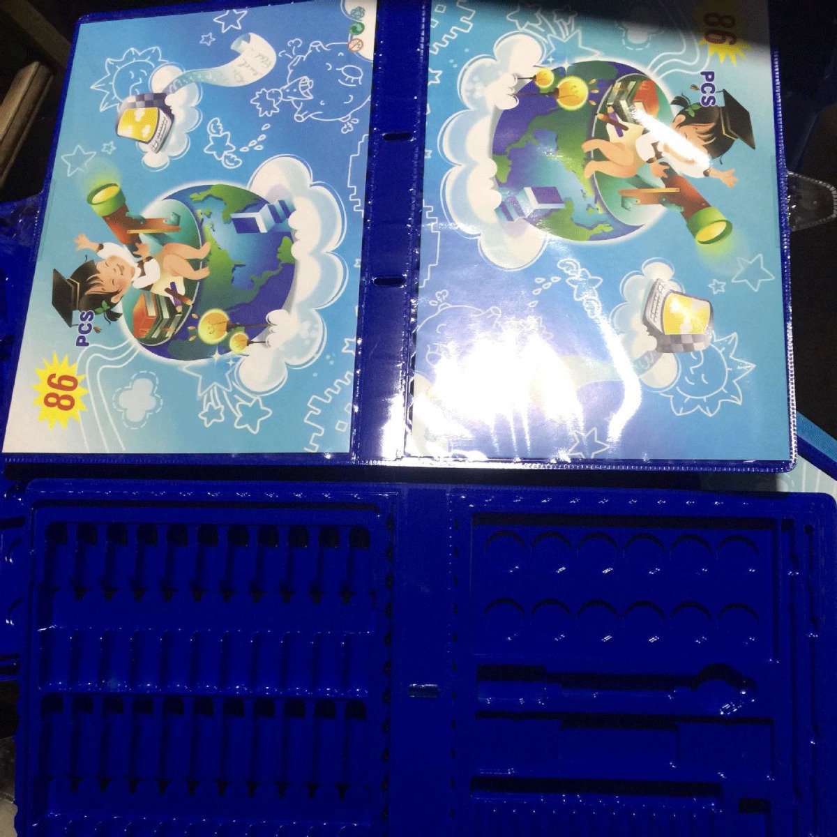 厂家直供供应文具吸塑盒加高频 折边塑料托盘 蓝色文具笔包装盒