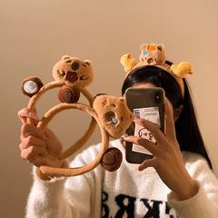 女性が顔を洗うためのかわいいカピバラぬいぐるみヘッドバンド、小さなヘッドバンド、ヘアバンド、ヘアアクセサリー