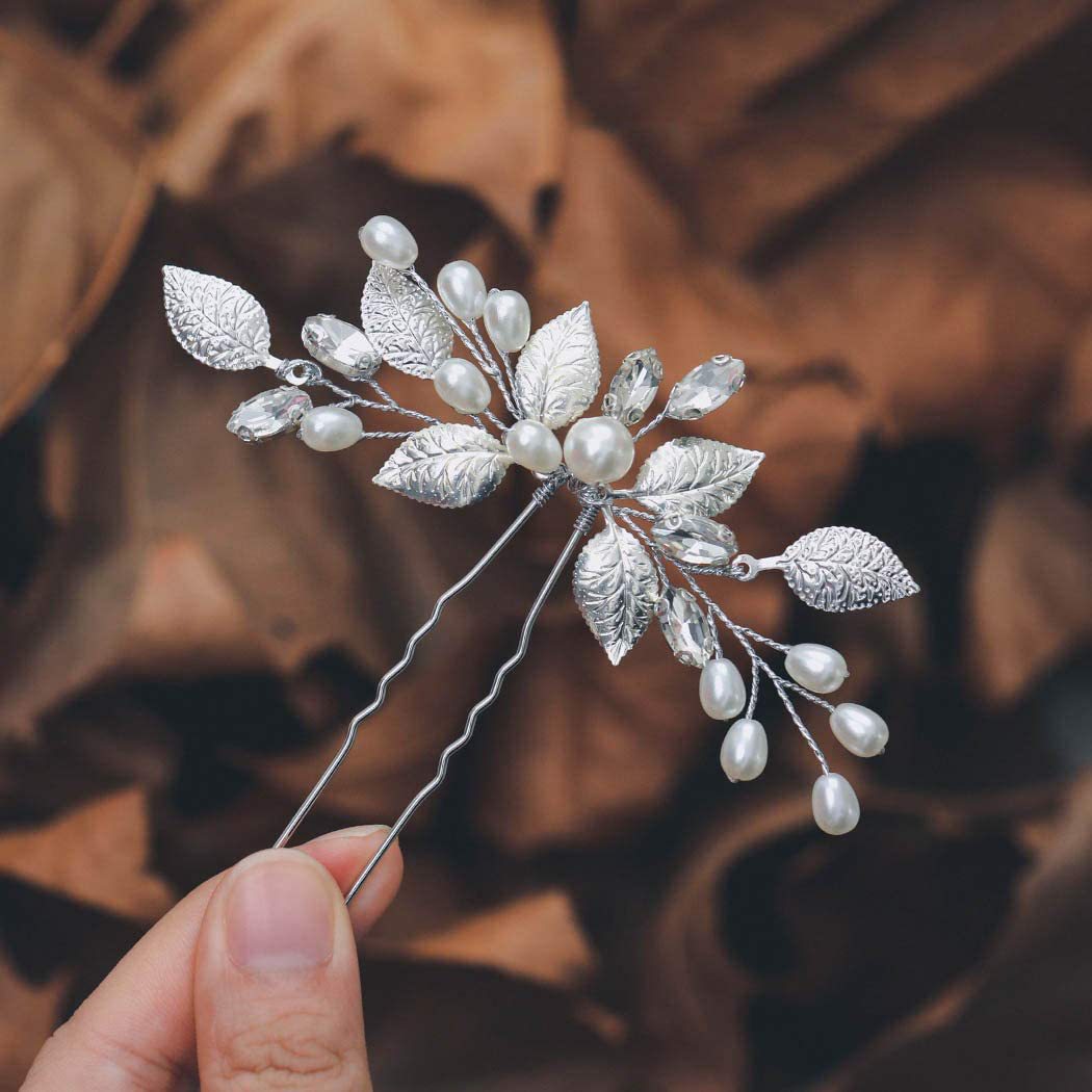8g Weight Hairpin Hair Accessories Type Rhinestones Inlay Material 1 Piece Quantity Wedding, Banquet, Stage Occasion Fairy Style Bridal Korean Style Leaf Metal Inlay Rhinestones Hairpin