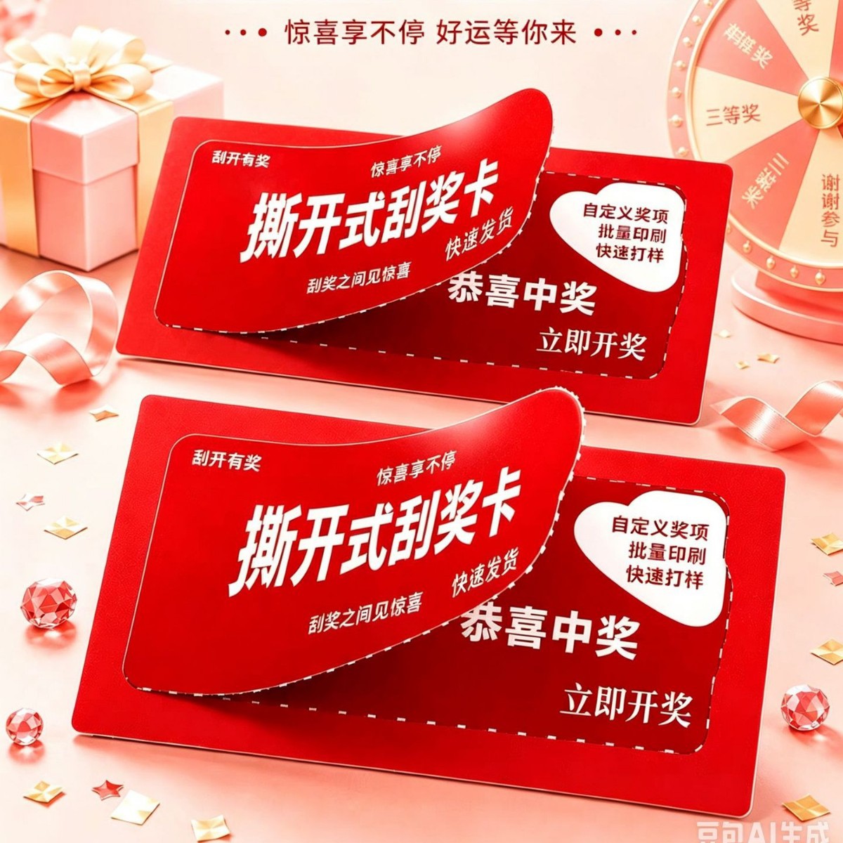 定制撕撕乐撕开式奖卡直播撕撕卡一番赏小卡抽奖券揭开式抽奖卡券