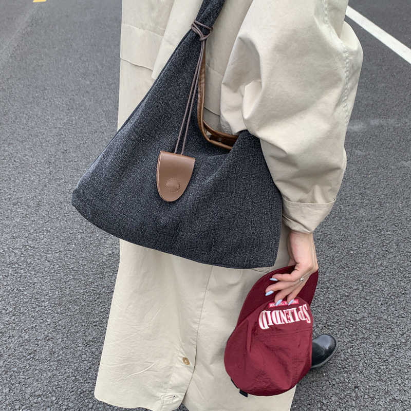 莫妮卡新款2025新款牛仔托特包单肩包百搭软皮斜挎包潮女包两件套|undefined