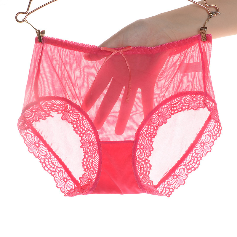 Algodón transparente sin marcas, calzoncillos de dama sexy, malla de encaje transpirable y fresco, calzoncillos de cintura baja.