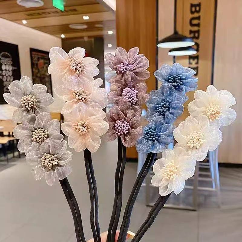 Dispela de cabello nuevo artefacto de cabello trenzado perezoso dulce novia flor Dispela de cabello todo fósforo albóndiga corbata de cabeza artefacto de cabello Han