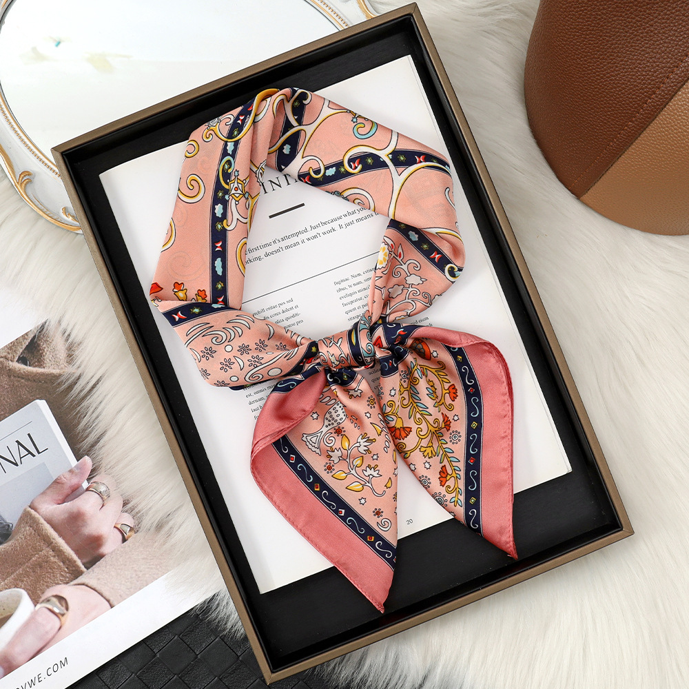 Pañuelo de seda de imitación floral francés 70 bufanda de seda de todo fósforo decoración de camisa bufanda de seda bufanda de cuello chal recuerdo multifuncional