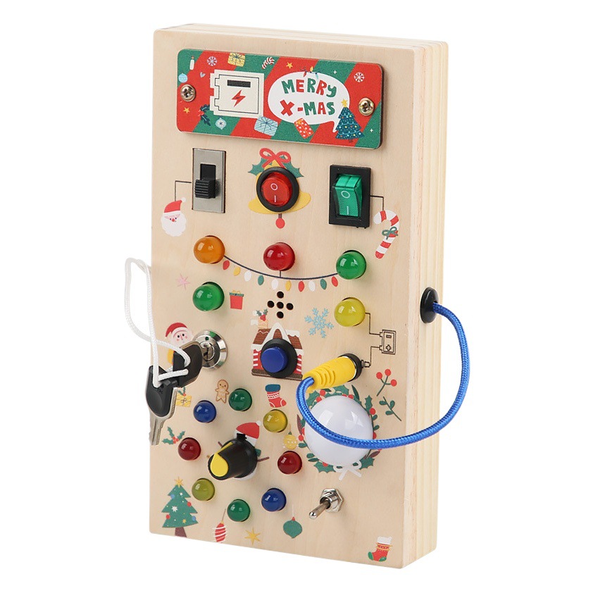 Tablero ocupado de madera para niños interruptor de luz placa de circuito kindergarten habilidades para la vida acción fina educación temprana juguetes educativos