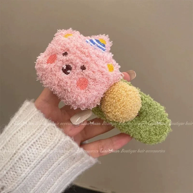 Заколка‑краб большая плюшевая, медвежонок/краб, разные цвета, 10×4 см
