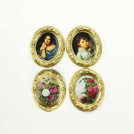 1:12微缩食玩模型玩具ob11场景娃娃屋配件迷你金色画框摆件 E105