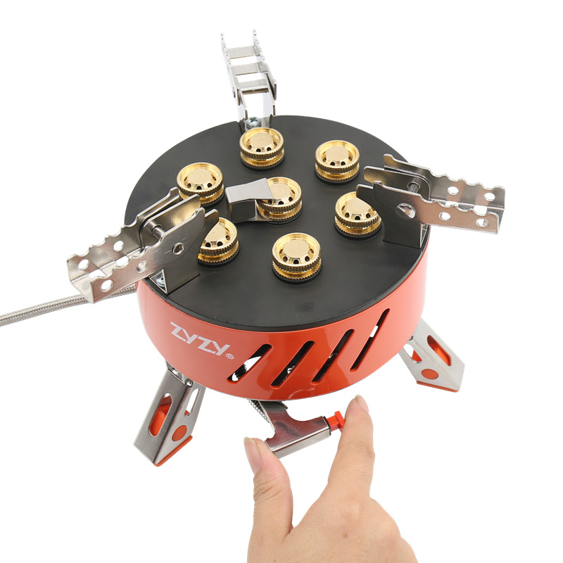 Fuego autónomo estufa al aire libre de 7 cabezas zyzy equipo de Montañismo fuego feroz de alta potencia de siete estrellas núcleo portátil de picnic estufa de camping