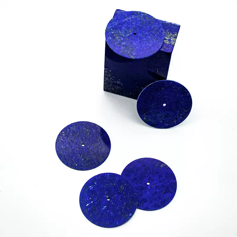 天然青金石表面定制表盘圆形薄片手表配件半宝石零件
