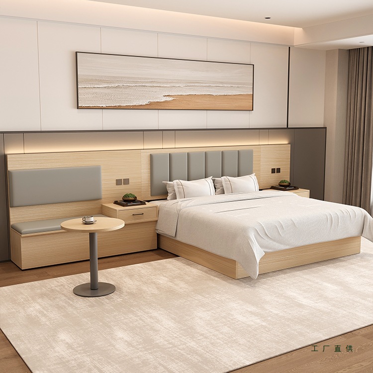 定 制酒店家具标间宾馆大床电视桌软包靠背公寓客房全套家具