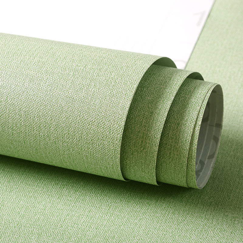 Papel tapiz autoadhesivo con patrón de lino de imitación grueso, sala de estar, dormitorio, papel tapiz de seda lisa, armario de la puerta, pegatinas de renovación de PVC para el hogar