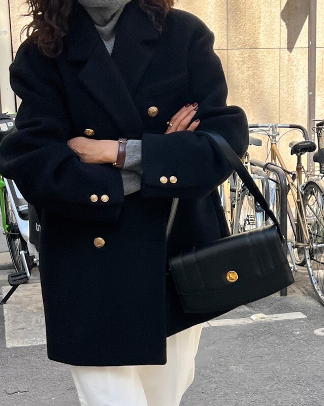 预售黑色羊毛西装外套女2025春秋款韩版气质翻领双排扣羊绒大衣|undefined