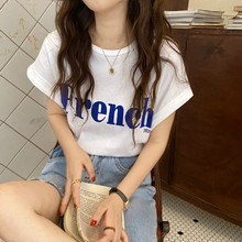 2025夏季新款短款印花短袖女纯棉t恤宽松甜酷小众白色上衣ins潮