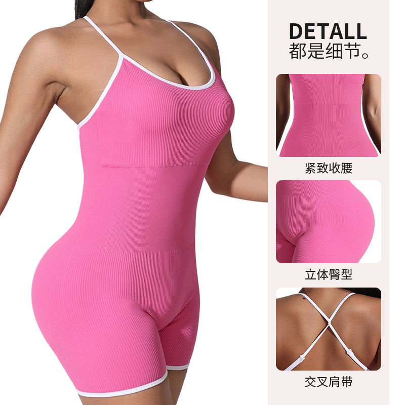 Amazon transfronterizo Europa y América espalda cruzada yoga pantalonés de acondicionamiento físico femenino hermosa espalda apertada camiseta deportiva