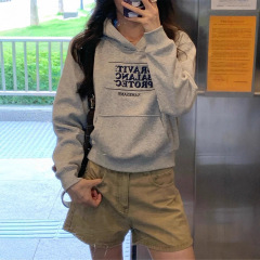 【纯棉华棉复合牛奶丝320克】美式复古连帽衫女长袖卫衣秋季上衣