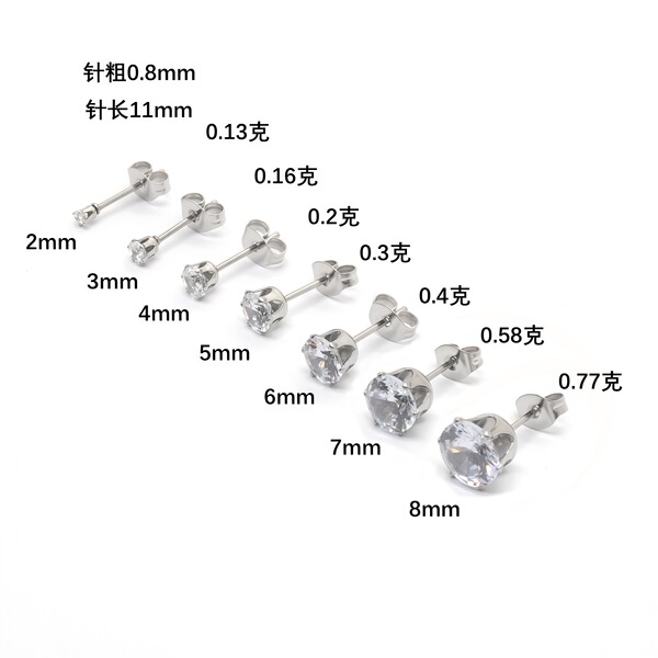 earrings stainless steel with zircon