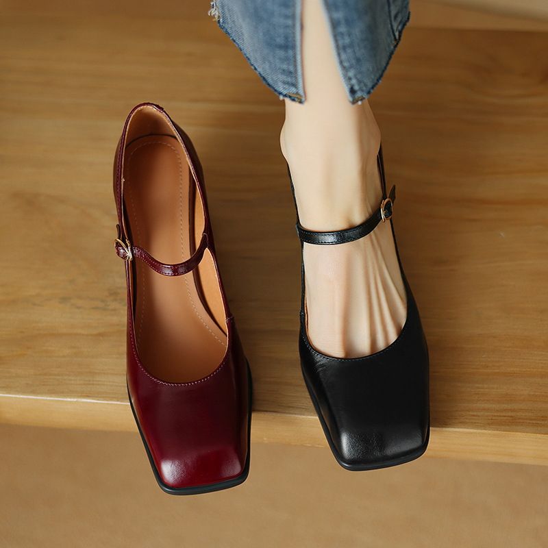 CHIKO Mae Square Toe Block Heels Mary Jane Shoes