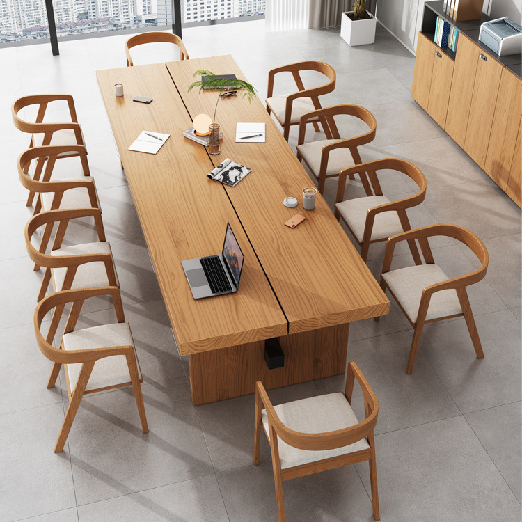 大型会议桌椅组合简约现代图书馆实木办公桌员工培训桌会议室桌子